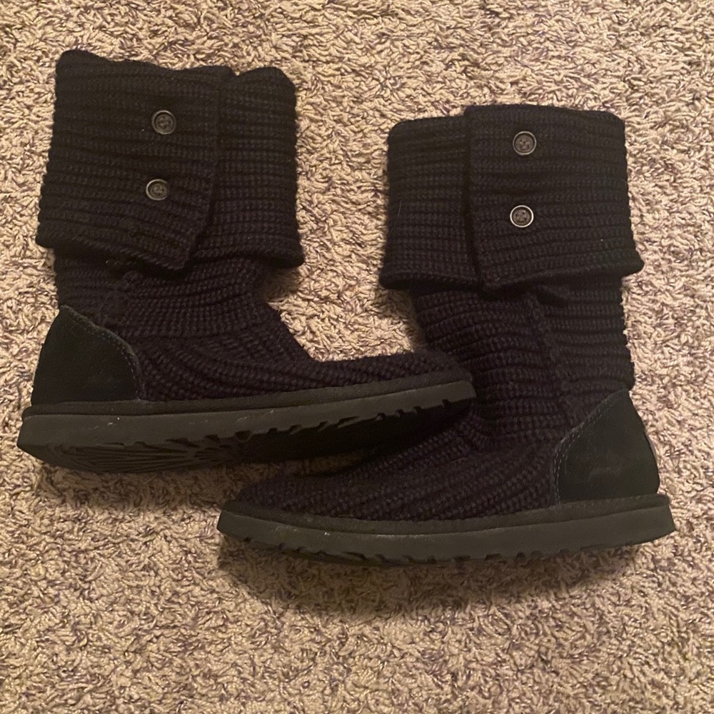 UGG Black Knit Cardy Boots (size 6)